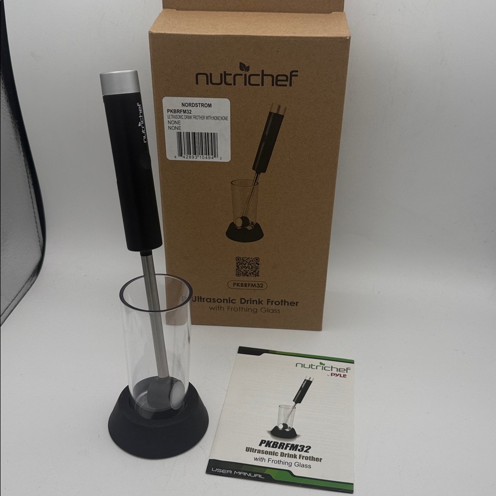 NutriChef Ultrasonic Drink milk Frother with Glass new open box